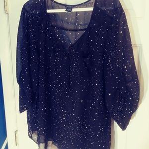 Black and white star print blouse